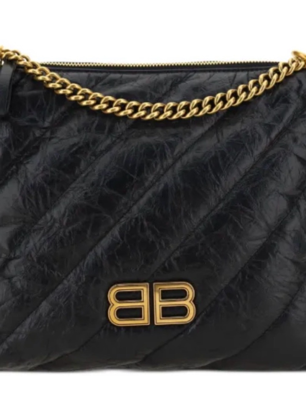 Balenciaga Black Quilted Shoulder Bag with Gold Hardware